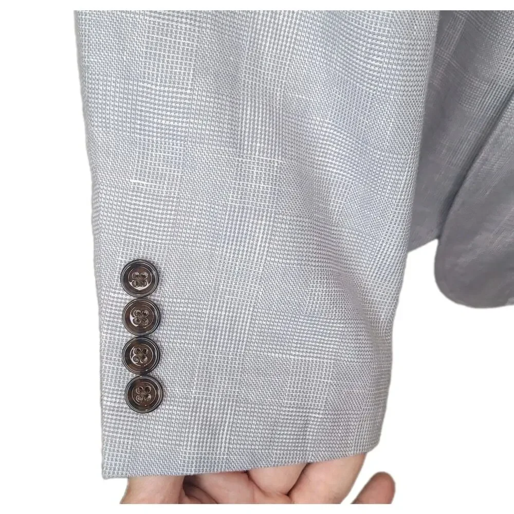 J Crew Thompson Linen Cotton Gray Unstructured Two Button Blazer Suit Jacket 40